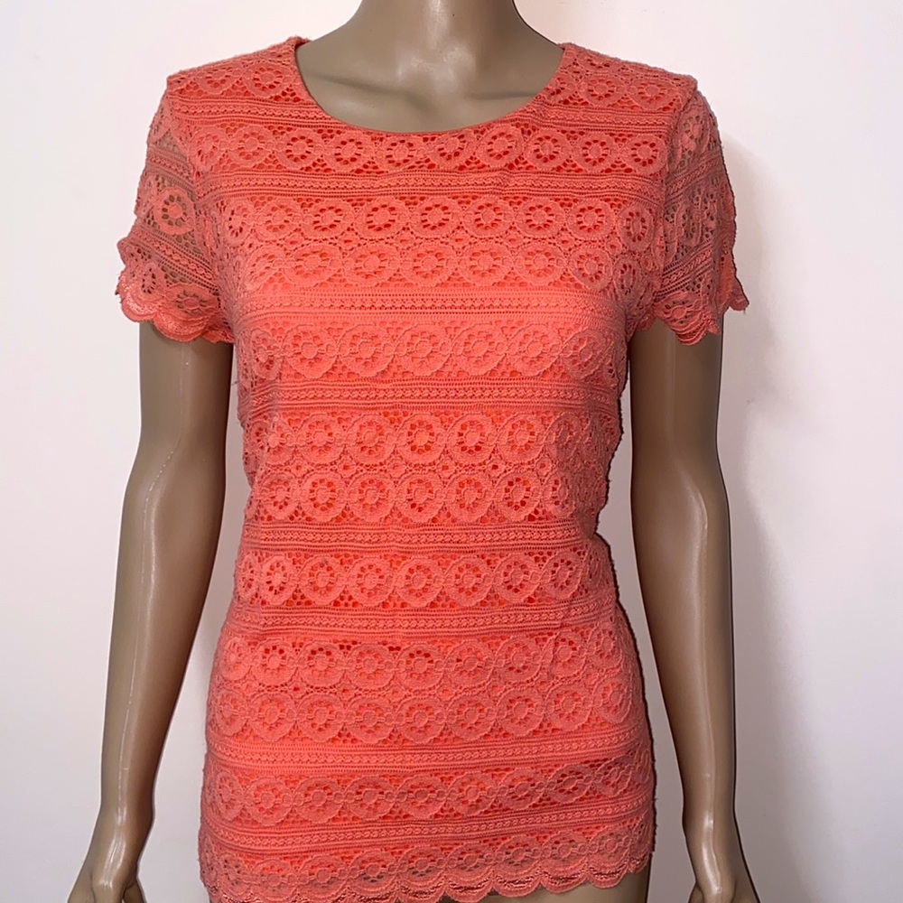 Charter Club Coral Lace Top (S)